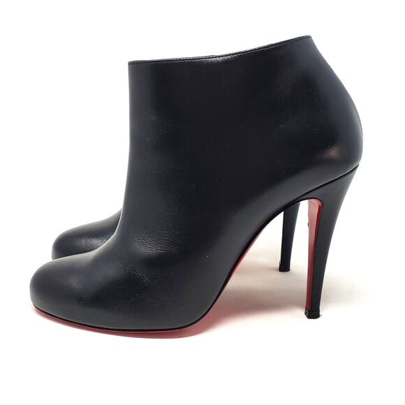 Christian Louboutin Belle 100 Ankle Boots Calf Leather Red-Sole Black Size 39 - Picture 5 of 15